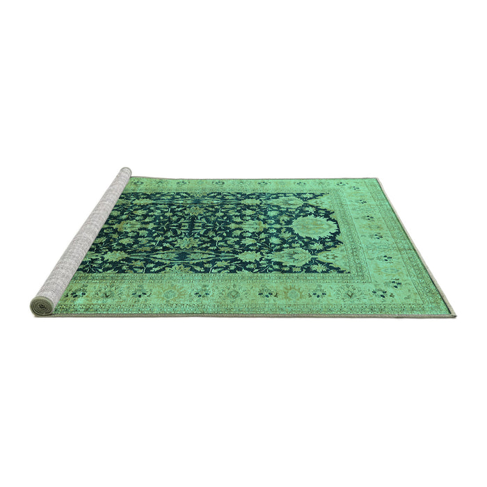 Sideview of Machine Washable Oriental Turquoise Traditional Area Rugs, wshurb2916turq