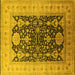 Square Machine Washable Oriental Yellow Traditional Rug, wshurb2916yw