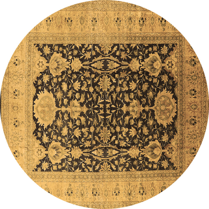 Round Machine Washable Oriental Brown Traditional Rug, wshurb2916brn
