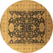 Round Machine Washable Oriental Brown Traditional Rug, wshurb2916brn