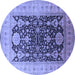 Round Oriental Blue Traditional Rug, urb2916blu