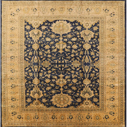 Square Mid-Century Modern Orange Oriental Rug, urb2916