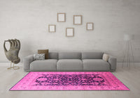 Machine Washable Oriental Pink Traditional Rug, wshurb2916pnk