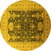 Round Oriental Yellow Traditional Rug, urb2916yw