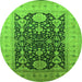 Round Oriental Green Traditional Rug, urb2916grn
