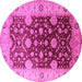 Round Machine Washable Oriental Pink Traditional Rug, wshurb2917pnk