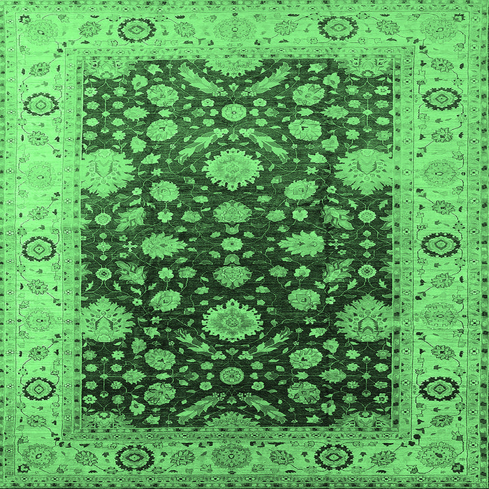 Square Oriental Emerald Green Traditional Rug, urb2917emgrn