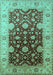 Machine Washable Oriental Turquoise Traditional Area Rugs, wshurb2917turq