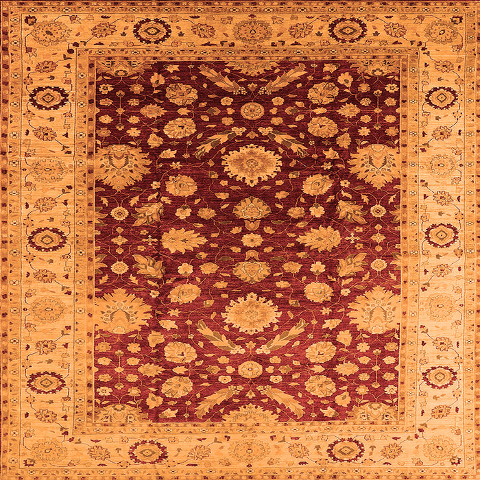 Square Machine Washable Oriental Orange Traditional Area Rugs, wshurb2917org