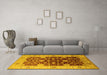 Machine Washable Oriental Yellow Traditional Rug in a Living Room, wshurb2917yw