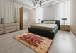 Machine Washable Industrial Modern Red Rug in a Bedroom, wshurb2917