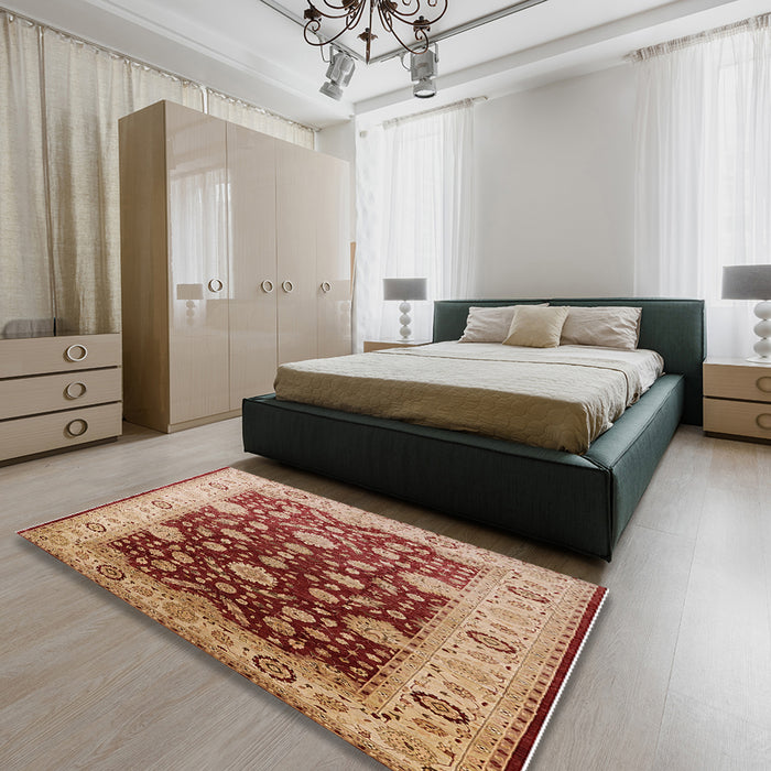 Machine Washable Industrial Modern Red Rug in a Bedroom, wshurb2917