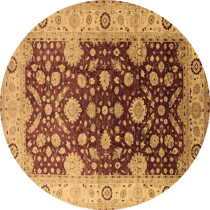Round Oriental Brown Traditional Rug, urb2917brn