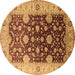 Round Oriental Brown Traditional Rug, urb2917brn