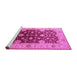 Sideview of Machine Washable Oriental Pink Traditional Rug, wshurb2917pnk