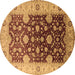 Round Machine Washable Oriental Brown Traditional Rug, wshurb2917brn