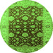 Round Oriental Green Traditional Rug, urb2917grn
