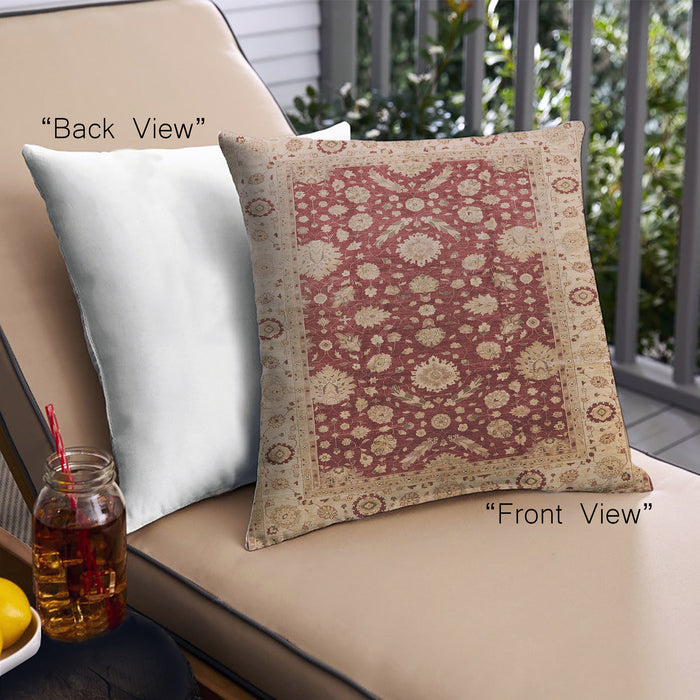 Front View of Mid-Century Modern Urban Square Red Throw Pillow, 18 inch by 18 inch, pwurb2917