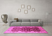 Machine Washable Oriental Pink Traditional Rug in a Living Room, wshurb2917pnk