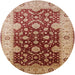 Round Mid-Century Modern Red Oriental Rug, urb2917