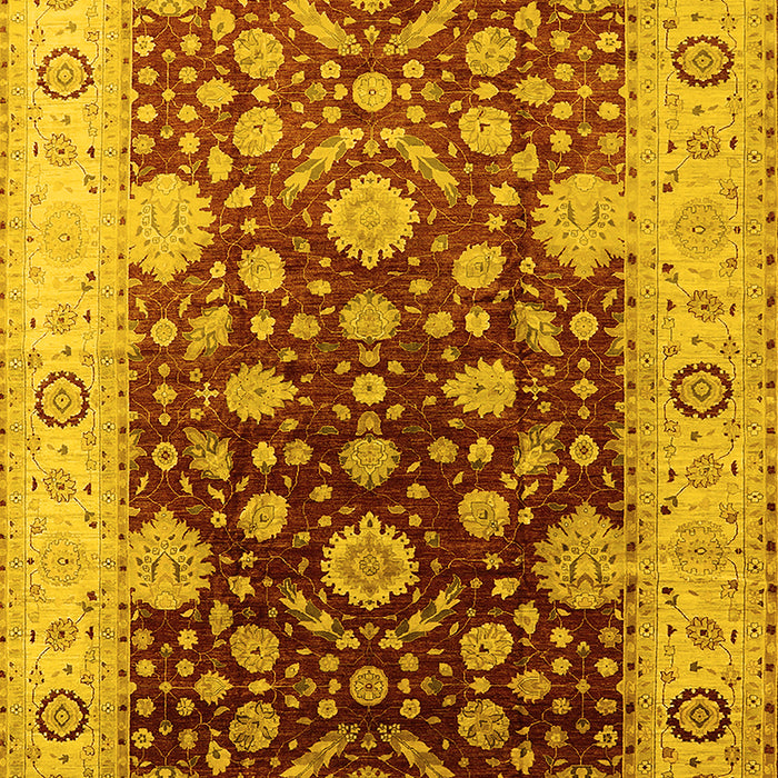 Machine Washable Oriental Yellow Traditional Rug, wshurb2917yw