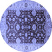 Round Oriental Blue Traditional Rug, urb2917blu
