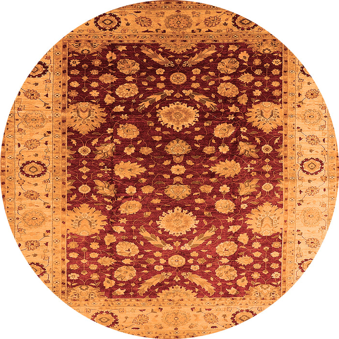 Round Oriental Orange Traditional Rug, urb2917org