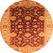 Round Oriental Orange Traditional Rug, urb2917org