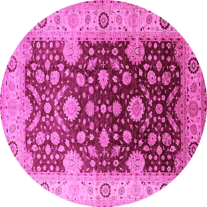 Round Oriental Pink Traditional Rug, urb2917pnk
