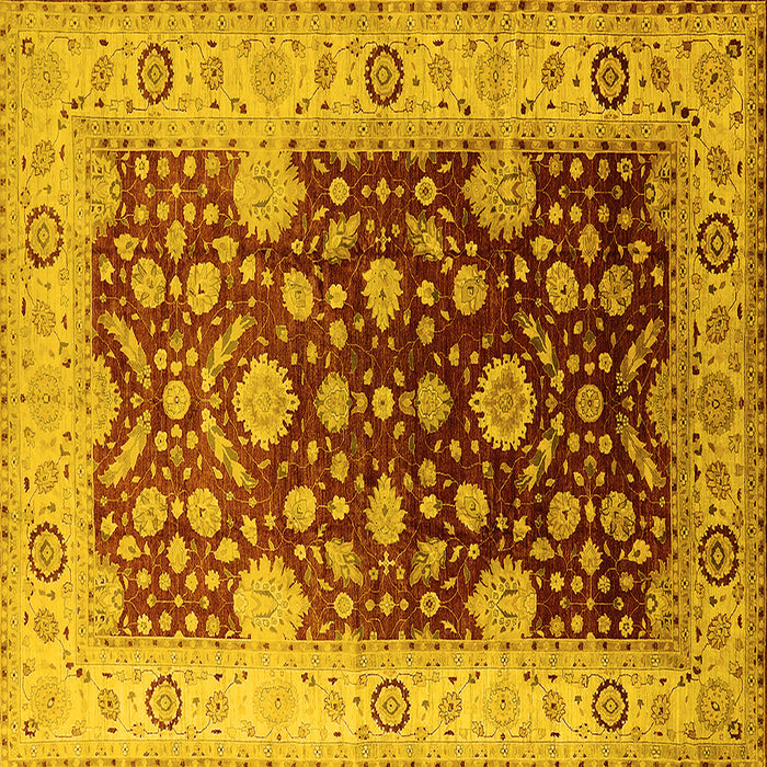 Square Machine Washable Oriental Yellow Traditional Rug, wshurb2917yw