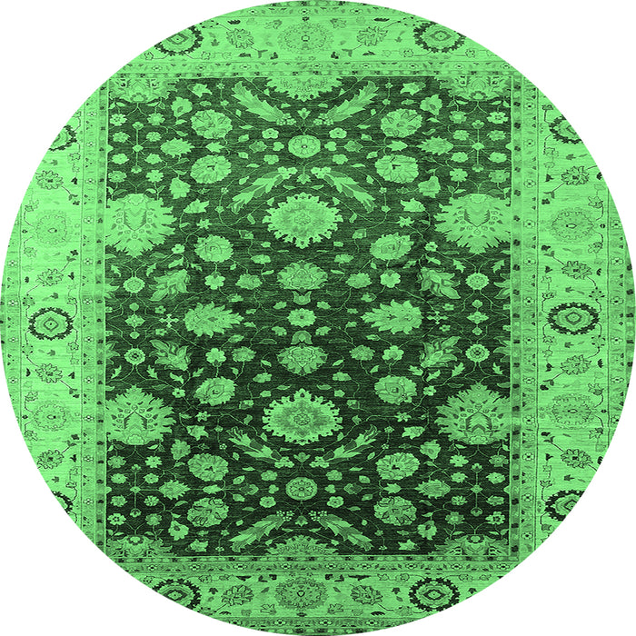 Round Oriental Emerald Green Traditional Rug, urb2917emgrn