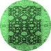 Round Oriental Emerald Green Traditional Rug, urb2917emgrn