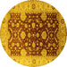 Round Oriental Yellow Traditional Rug, urb2917yw