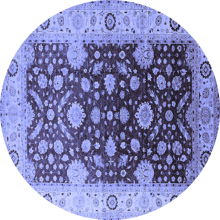 Round Machine Washable Oriental Blue Traditional Rug, wshurb2917blu