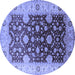 Round Machine Washable Oriental Blue Traditional Rug, wshurb2917blu