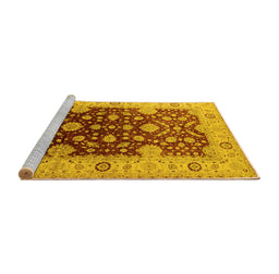 Sideview of Machine Washable Oriental Yellow Traditional Rug, wshurb2917yw