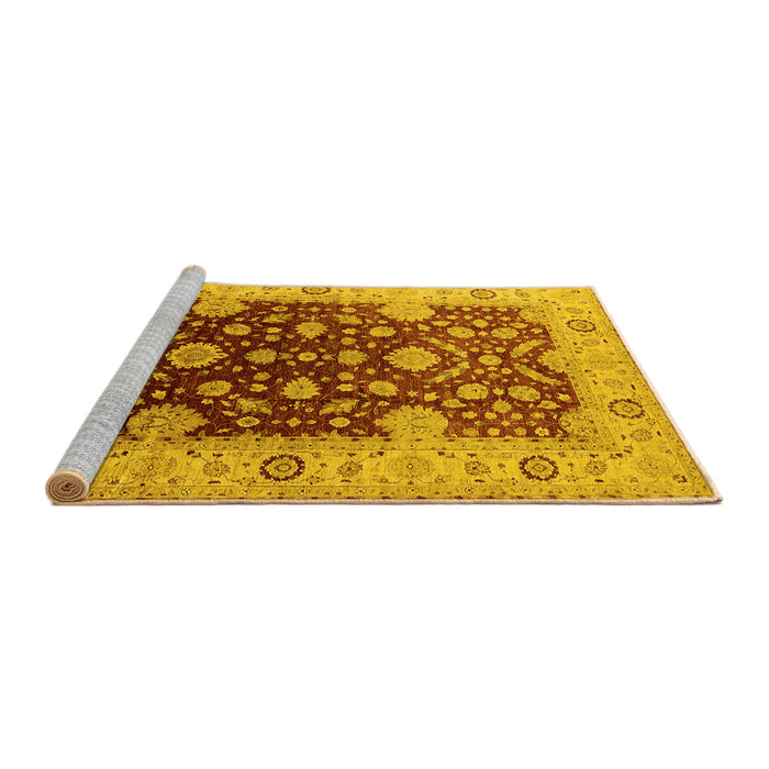 Sideview of Machine Washable Oriental Yellow Traditional Rug, wshurb2917yw