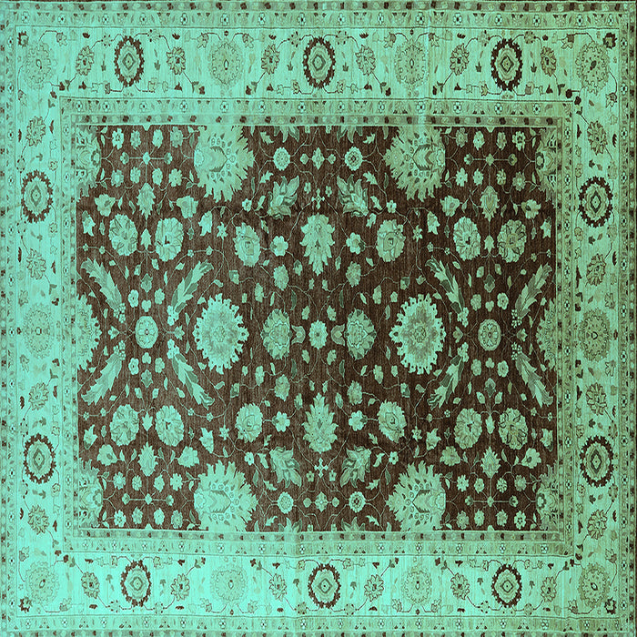 Square Oriental Turquoise Traditional Rug, urb2917turq