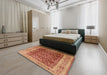 Mid-Century Modern Orange Oriental Rug in a Bedroom, urb2918