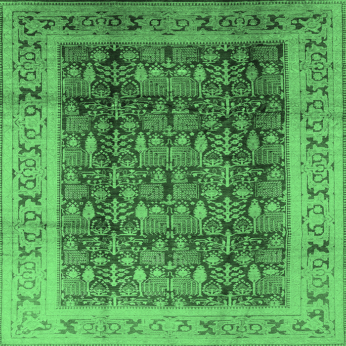 Square Machine Washable Oriental Emerald Green Traditional Area Rugs, wshurb2918emgrn