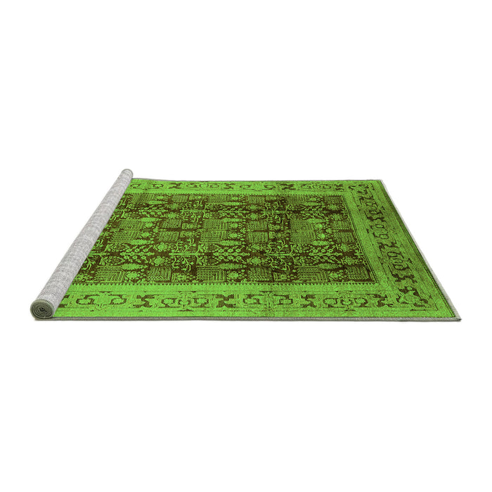 Sideview of Machine Washable Oriental Green Traditional Area Rugs, wshurb2918grn