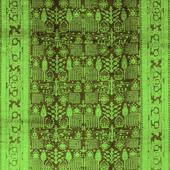 Machine Washable Oriental Green Traditional Area Rugs, wshurb2918grn