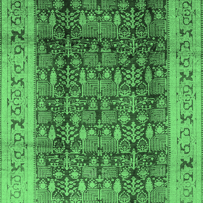 Machine Washable Oriental Emerald Green Traditional Area Rugs, wshurb2918emgrn