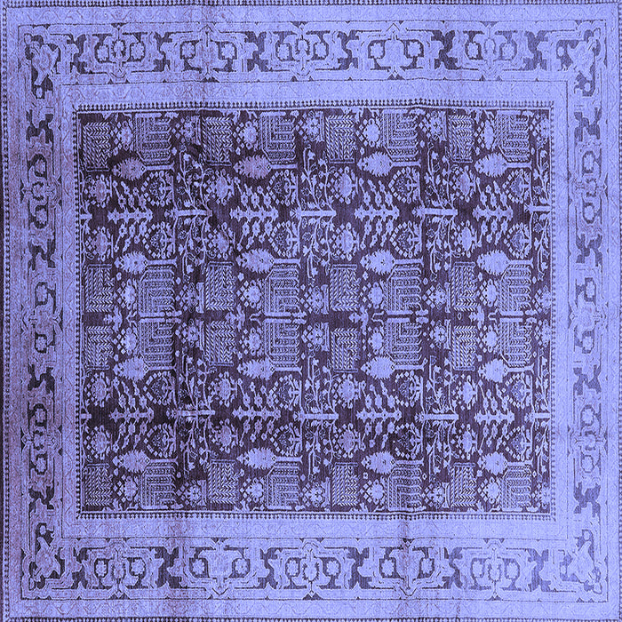Square Machine Washable Oriental Blue Traditional Rug, wshurb2918blu