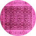 Round Oriental Pink Traditional Rug, urb2918pnk