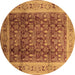 Round Oriental Brown Traditional Rug, urb2918brn