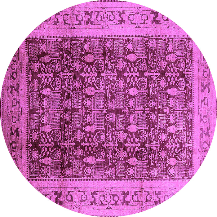 Round Oriental Purple Traditional Rug, urb2918pur
