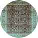 Round Oriental Light Blue Traditional Rug, urb2918lblu