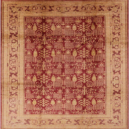 Square Mid-Century Modern Orange Oriental Rug, urb2918