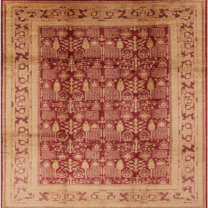 Square Mid-Century Modern Orange Oriental Rug, urb2918